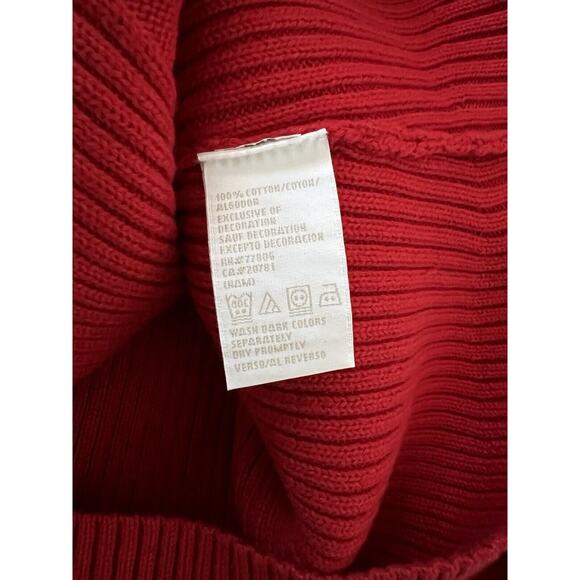Vintage Y2K Tommy Hilfiger Red Ribbed V-Neck Cable Knit Sweater Women's M - Picture 8 of 8